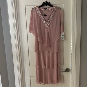 SLNY Pink Layered Wedding Dress